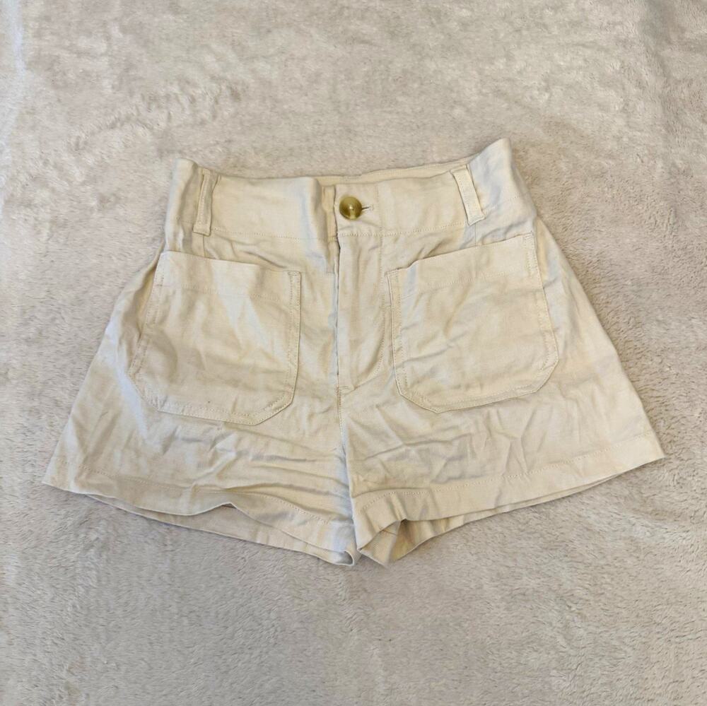 Maeve by Anthropologie Colette Utility High Rise Canvas Shorts 25 Beige 3"